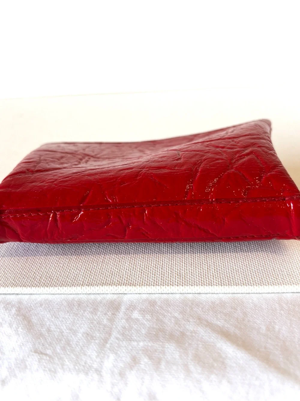 Hobo Double Frame Kisslock Clutch Wallet Red and Chrome Hardware Coin Purse Bag